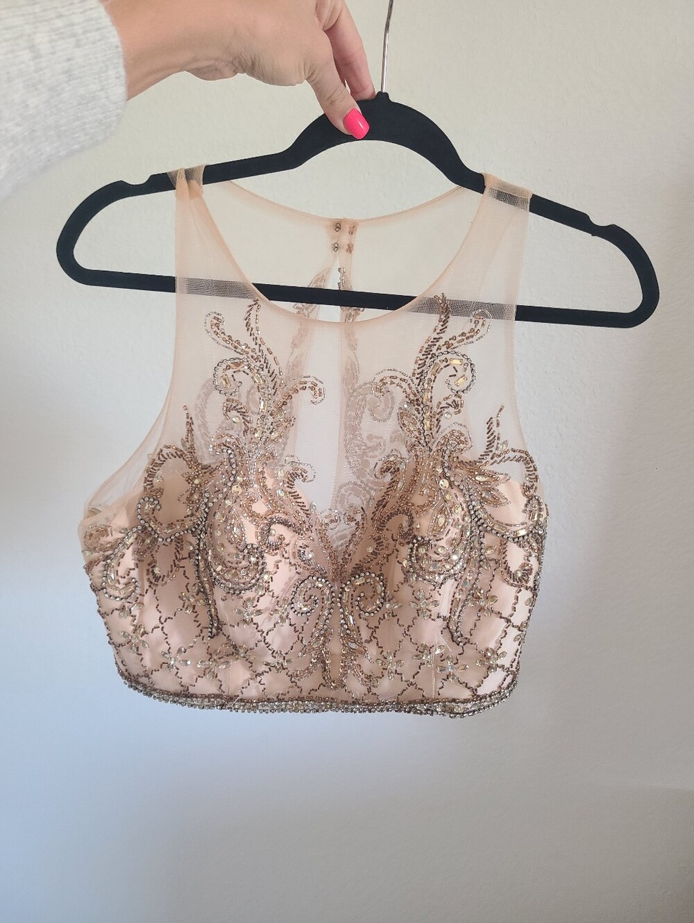 Juliet Embellished Sheer Crop Top